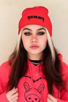 TaraYummy 'Yummy' Embroidered Red Beanie