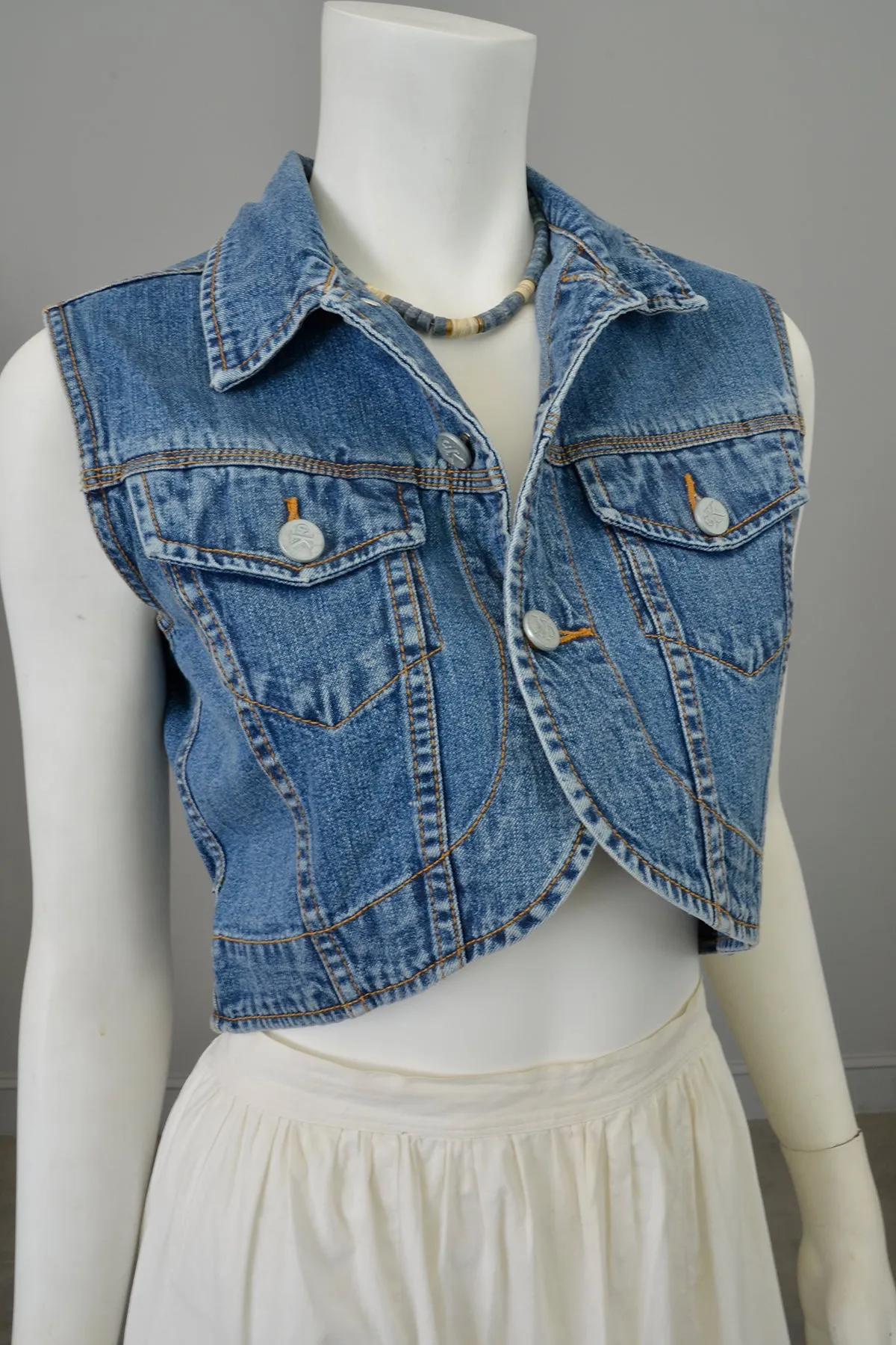 Vintage Calvin Klein Cropped Denim Vest