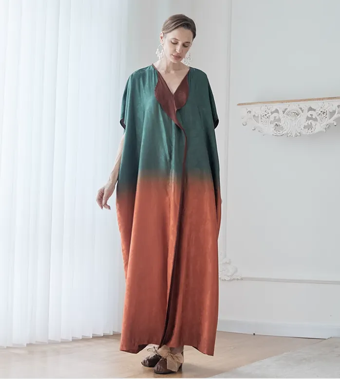 Vintage literary robe loose oversized holiday dress women caftan
