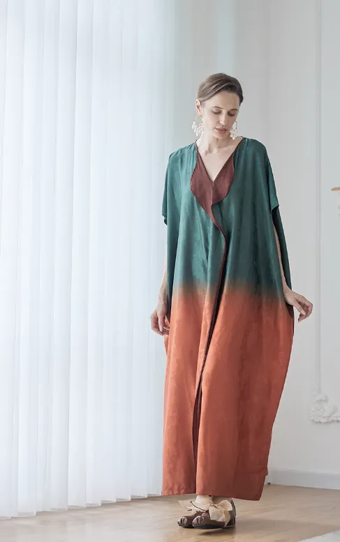 Vintage literary robe loose oversized holiday dress women caftan