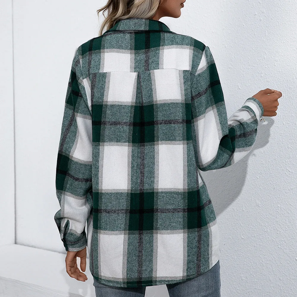 Winter Long Sleeve Cashmere Plaid Casual Shirt