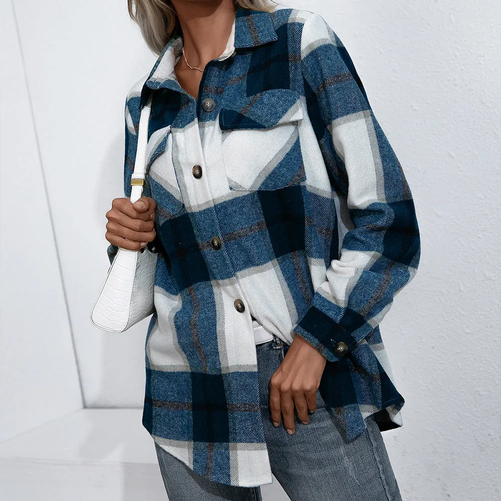 Winter Long Sleeve Cashmere Plaid Casual Shirt