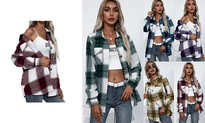 Winter Long Sleeve Cashmere Plaid Casual Shirt